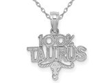 14K White Gold 100% TAURUS Charm Astrology Zodiac Pendant Necklace with Chain